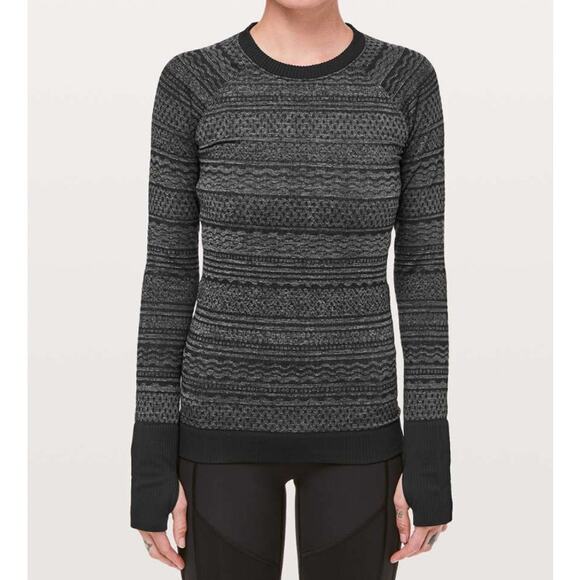 Lululemon black & gray patterned seamless long sleeve - Picture 1 of 6